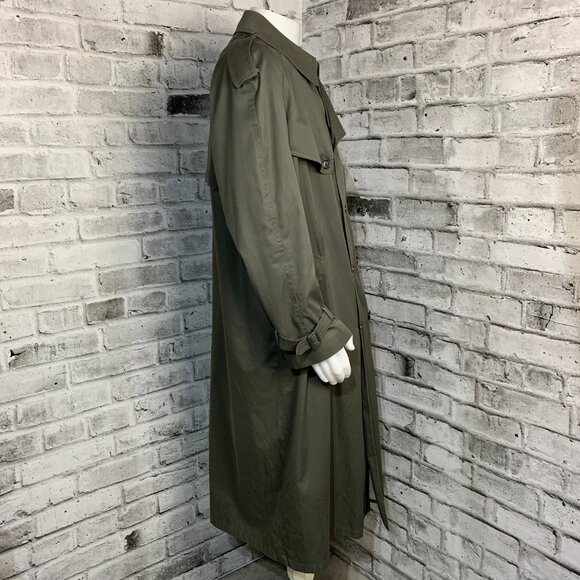Vintage 90s London Fog Double Breasted Vented Olive GreenTrench Coat - Picture 3 of 15